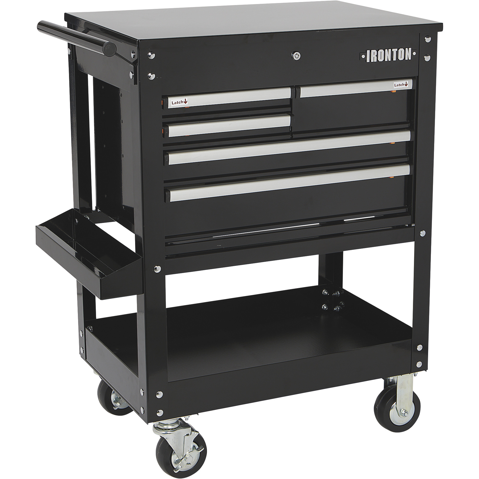 Ironton 30in. 5-Drawer Mechanic's Tool Cart, 33-7/8in.L x 17-5/8in.W x 39-1/8in.H, 700-Lb. Capacity